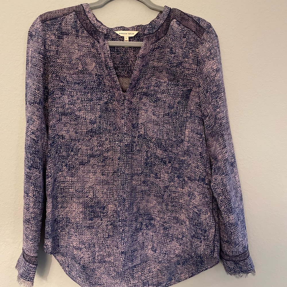 Tissue Silk Rebecca Taylor Navy with Blush Blouse